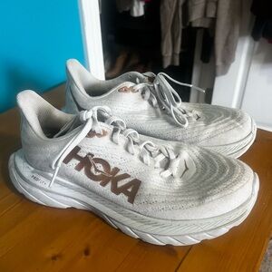 Hoka White and Brown Running Shoes
